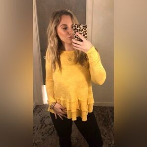 Alter’d State Yellow Long Sleeve Ruffle Trim